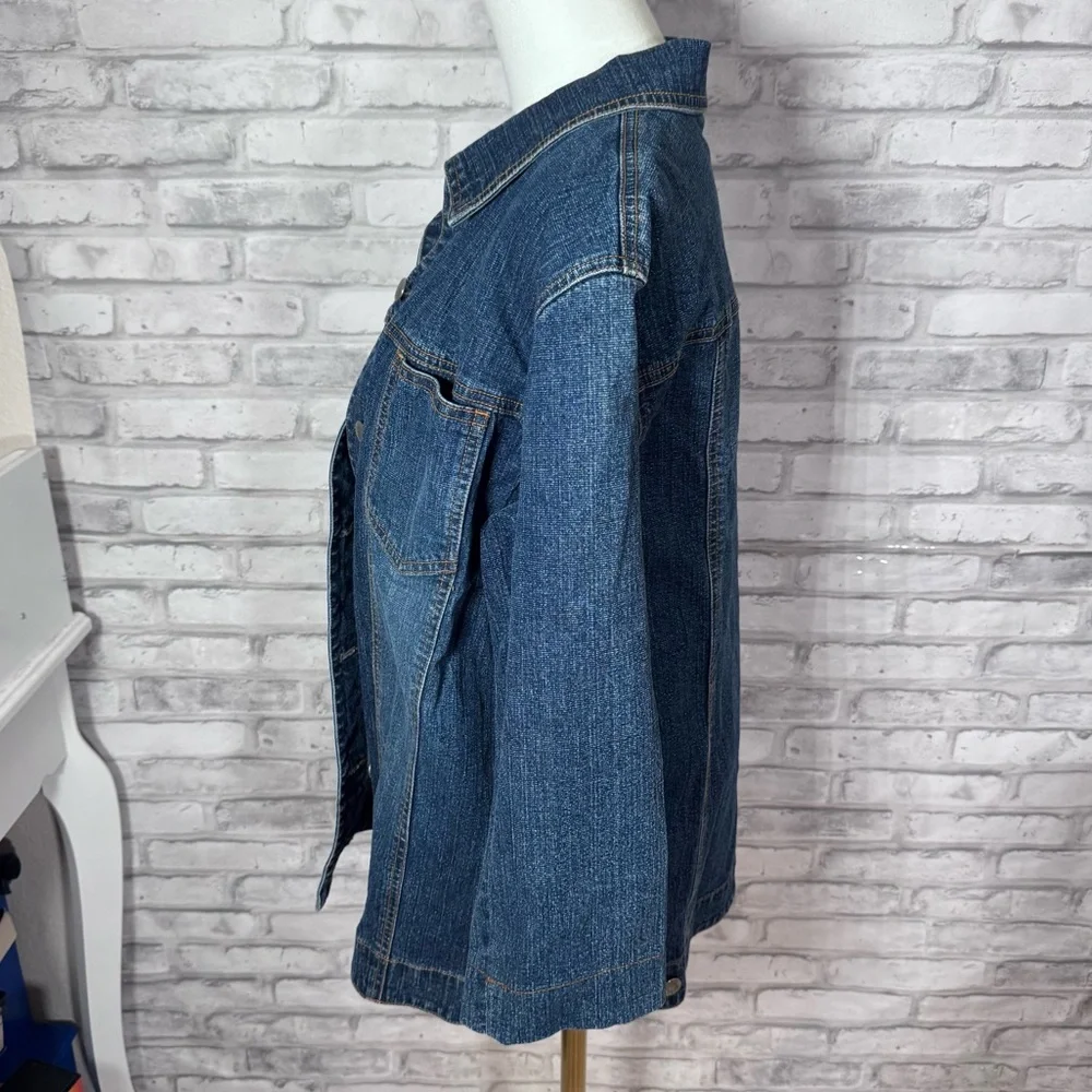 Chico's Dark Wash Blue Denim Button Up Classic Jacket